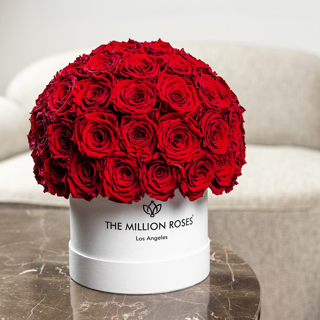 Scatola Superdome Bianca Classica | Rose Rosse