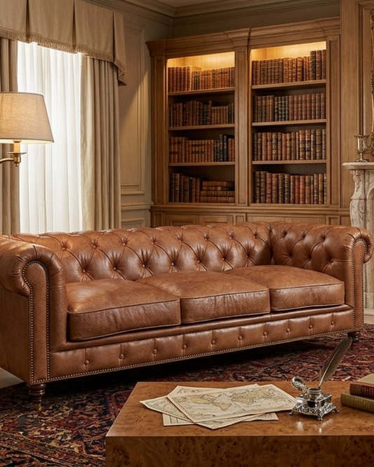 Canapé Chesterfield Century - Cuir brun écorce | Crafters And Weavers