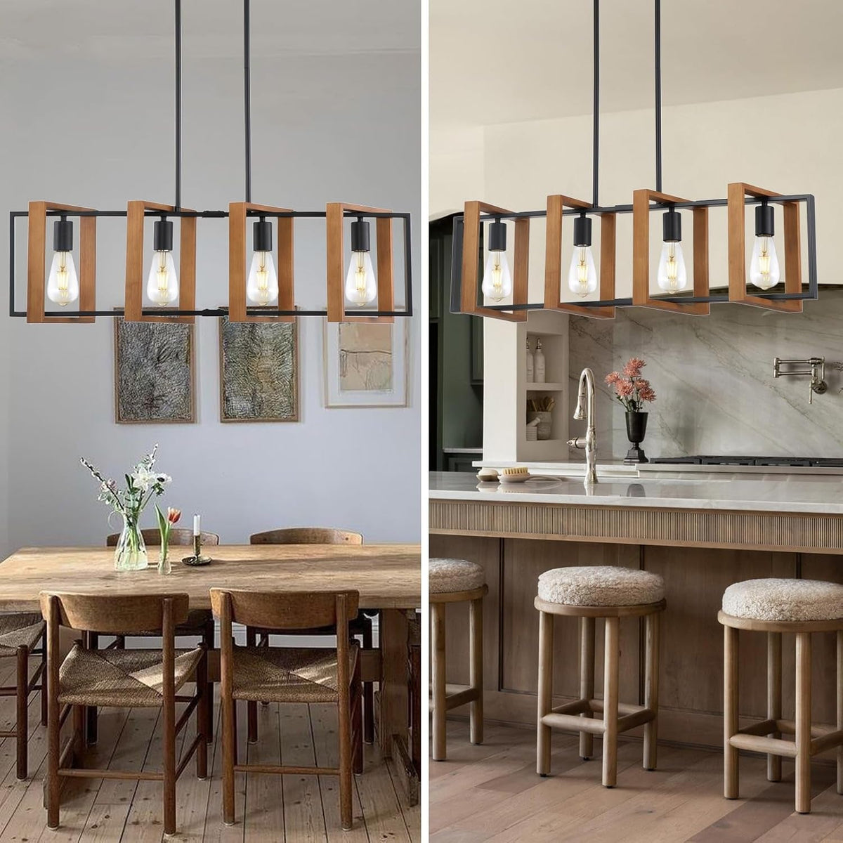 Farmhouse Linear Semi-Caged Chandelier