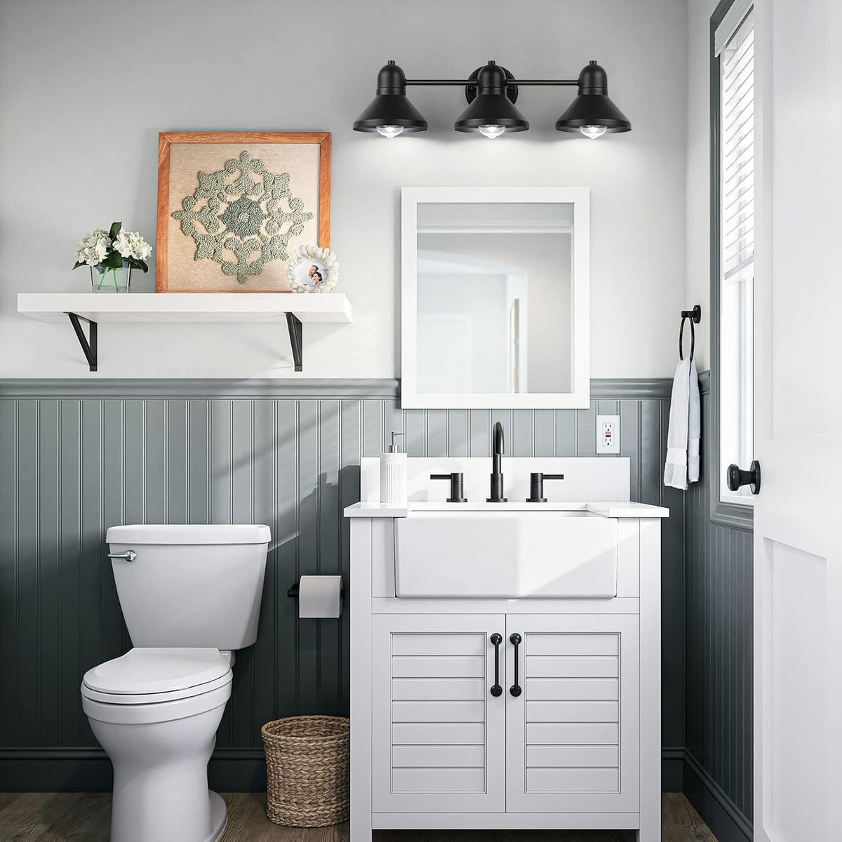 Matte Black Metal Bathroom Vanity Light