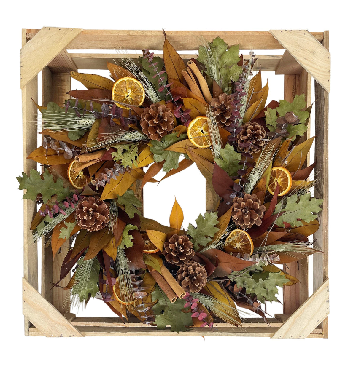 Pinecone Citrus Wheat Harvest Wreath