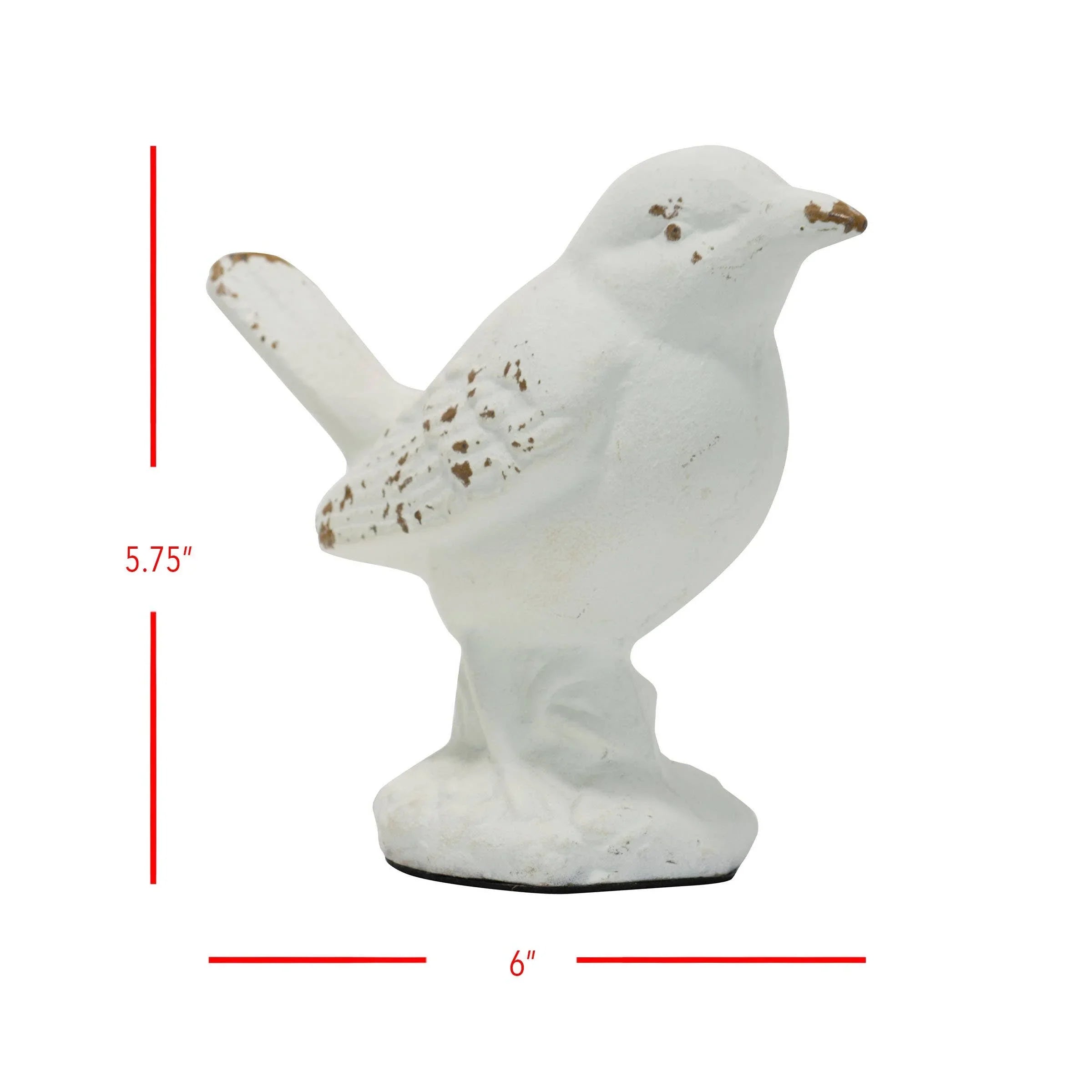 Flora Bird Cast Iron Decorative Accent — Matte White