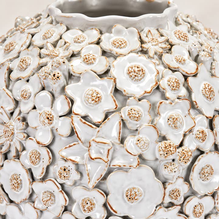 Bouquet De Fleurs White Ceramic Vase Medium