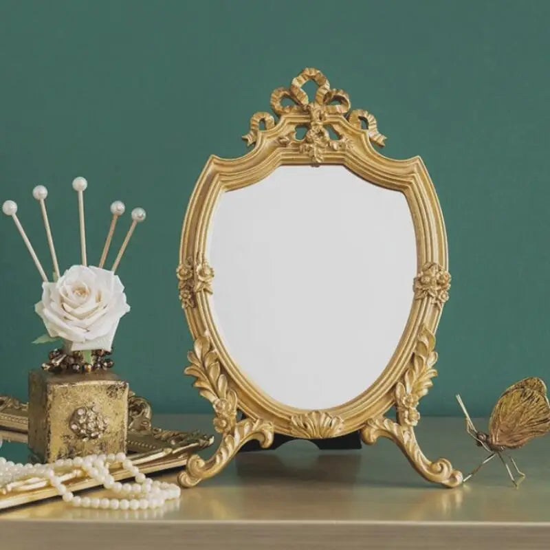 Vintage Style Gold Ornate Tabletop Mirror