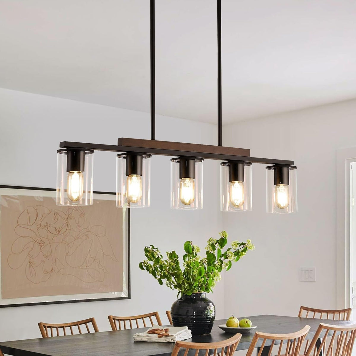 Farmhouse Black Linear Chandelier