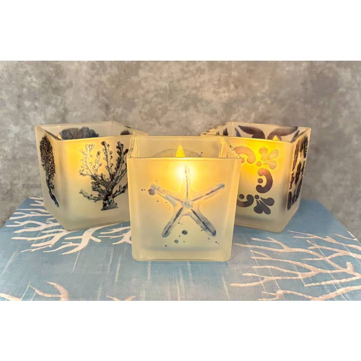 Seabreeze Votive Holders Set of 3 3 x 3 in