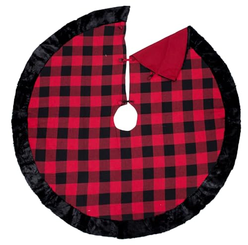 Red & Black Buffalo Plaid Christmas Tree Skirt (53")