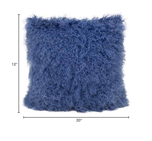 Fennco Styles Luxury Grade A Genuine Mongolian Lamb Fur Down Filled Decorative Throw Pillow