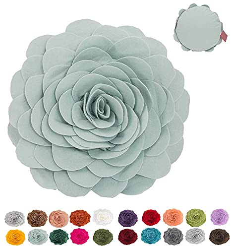 Eva's Flower Garden Decorative Throw Pillow 13" Round - Floral Accent Pillow Case for Home, Couch, Bed, Living Room, Holiday and Office Décor