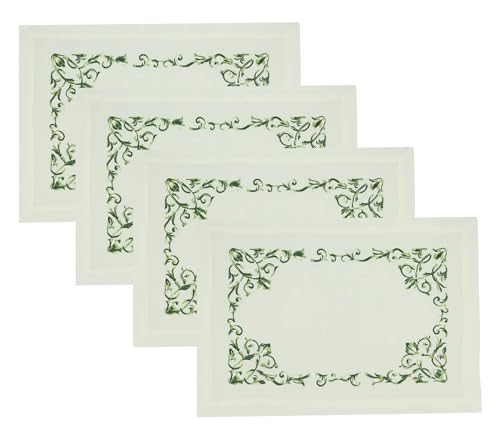 Embroidered Floral Scroll Placemats