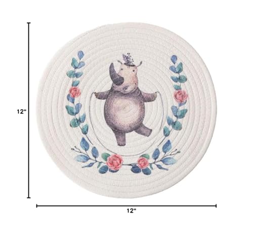 Rabbit & Botanical Print Cotton Blend Woven Placemats