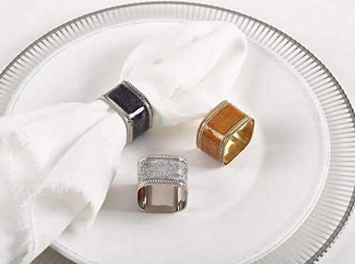 Sparkling Square Design Napkin Rings