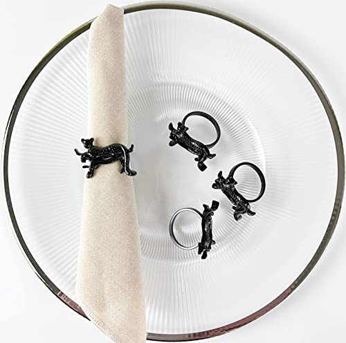 Fennco Styles Leopard Metal Napkin Rings, Set of 4 – Bronze Animal Napkin Holders for Home Décor, Dining Table, Family Gathering, Themed Party, Banquet and Special Occasion