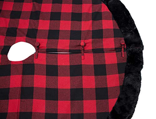 Red & Black Buffalo Plaid Christmas Tree Skirt (53")