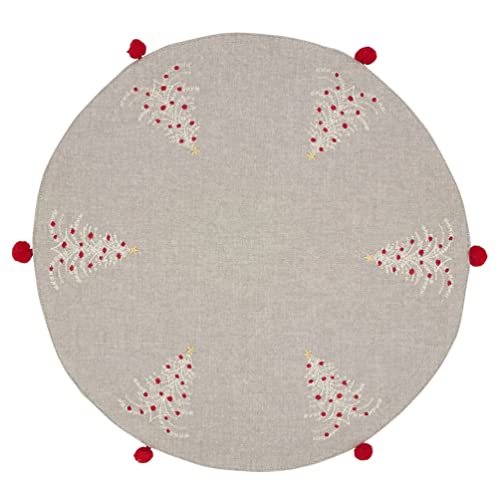 Embroidered Christmas Trees Design Placemats with Tassel 14" Round