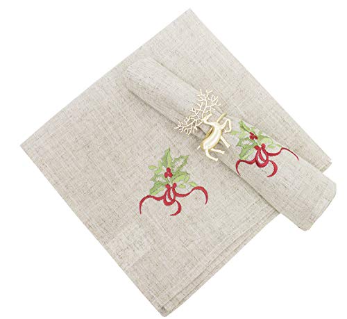 Embroidered Holly Christmas Tree Double-Layer Holiday Tablecloth