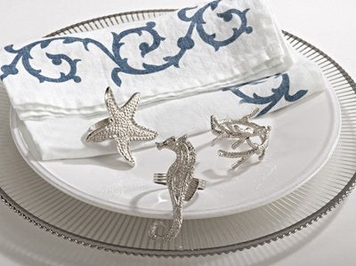 Elegant Nautical Design Silver Napkin Rings