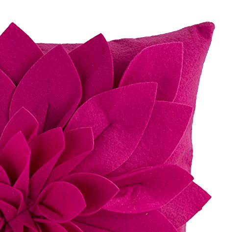 Fennco Styles Sara's Garden Collection Contemporary Dahlia Petal 17 Inch Square Decorative Throw Pillow Case – Fuchsia Throw Pillow for Couch, Bedroom and Living Room Décor