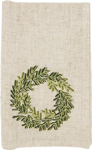 Serviettes de table de Noël avec couronne brodée