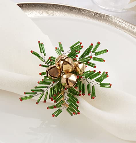 Hand Beaded Snowflake & Bells Christmas Napkin Rings