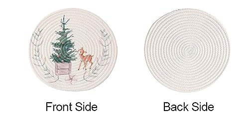 Rabbit & Botanical Print Cotton Blend Woven Placemats