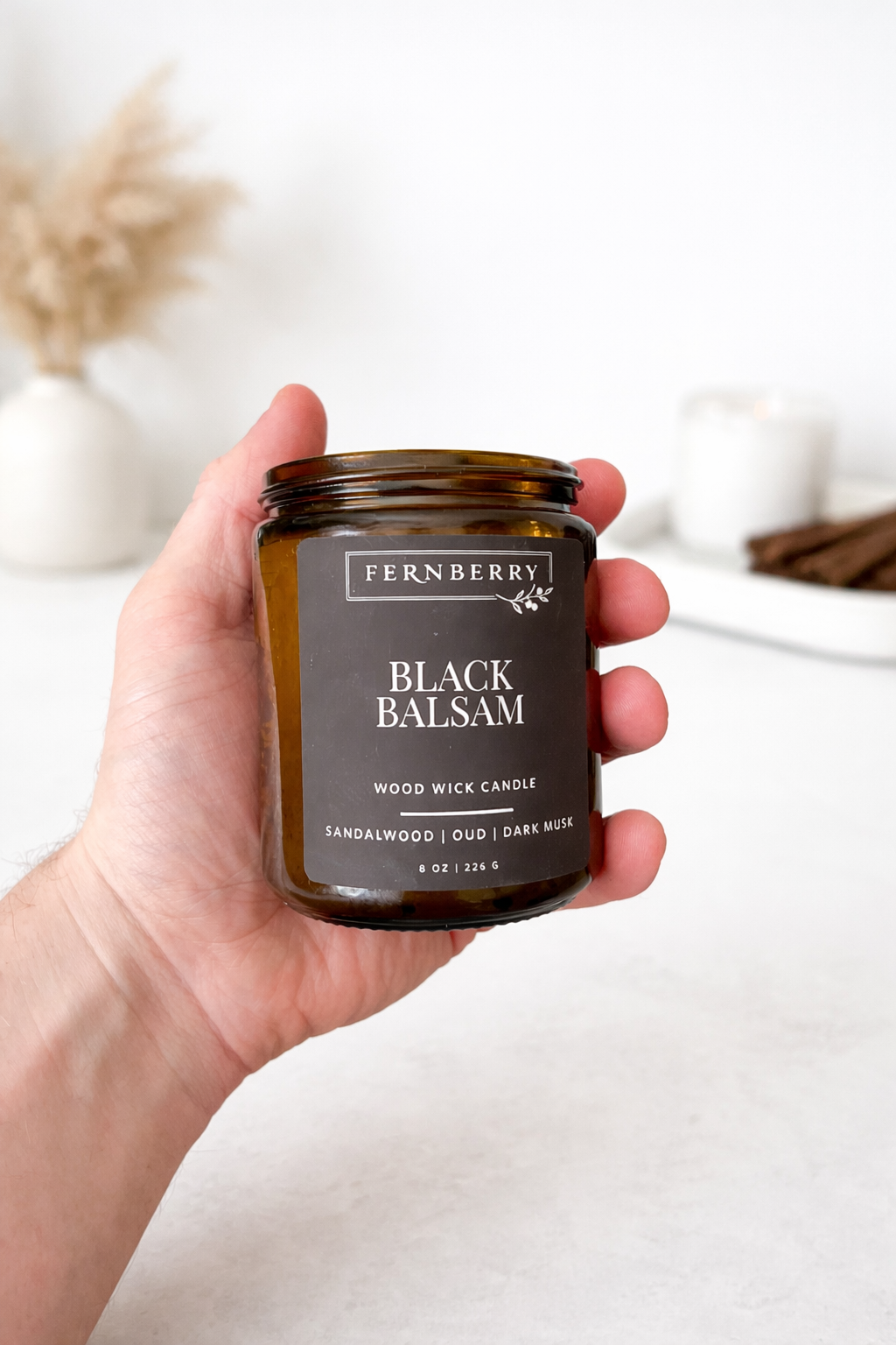 Black Balsam- 8oz Wood Wick Candle