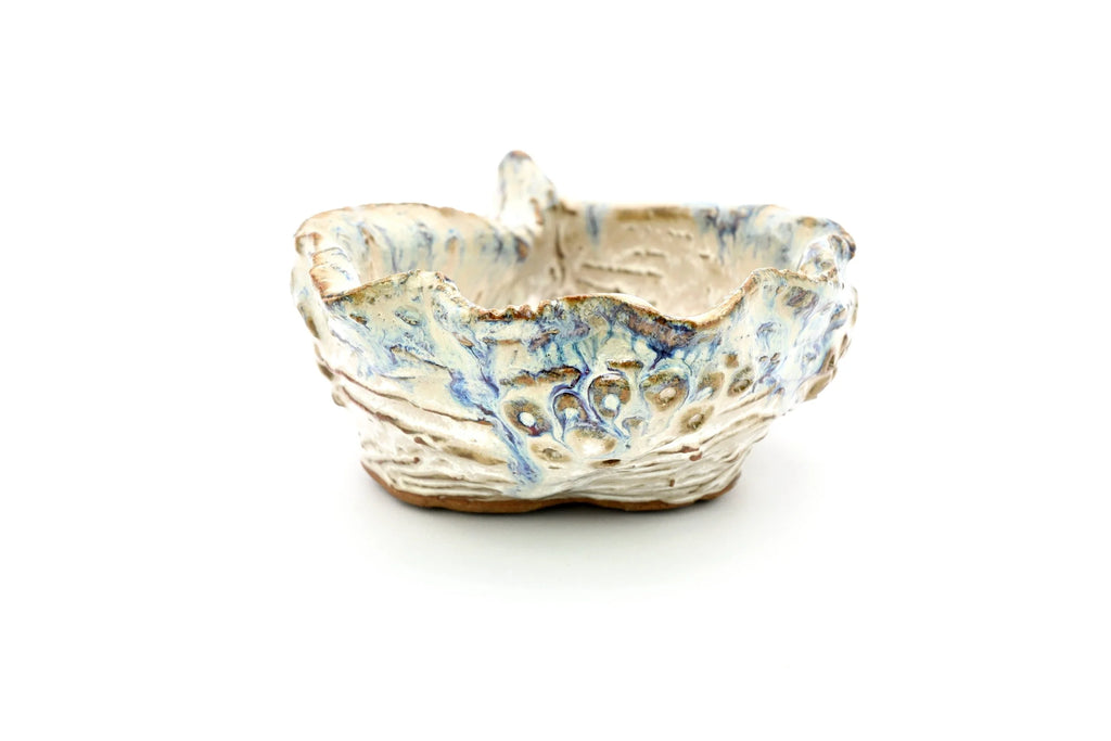 Handcrafted Oyster-Inspired Purple Ceramic Trinket Dish