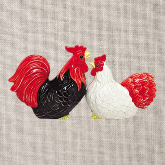 Henrietta & Henry Ceramic Rooster & Hen Salt & Pepper Shaker Set