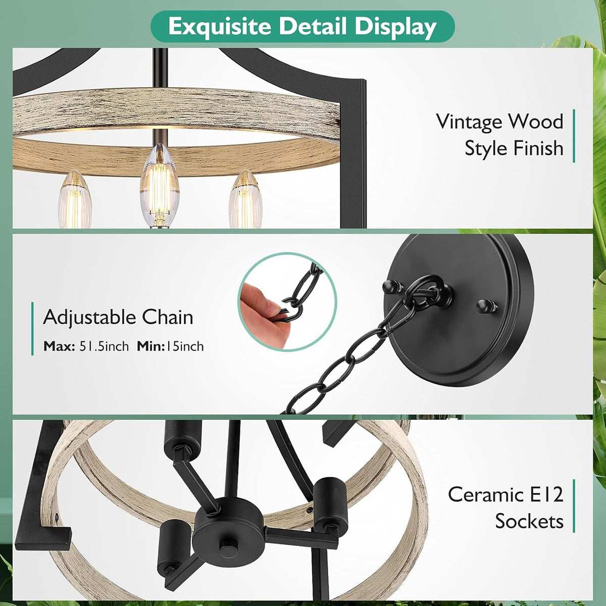 3-Light Rustic Farmhouse Pendant Light