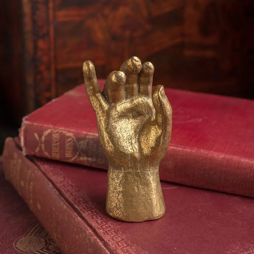 Heavy Pewter Gold Leaf Saint Hand