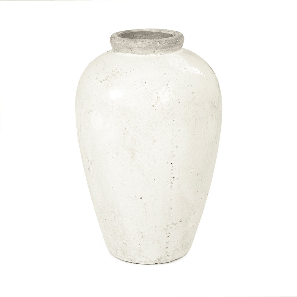 Antique White Ceramic Jar 18 in