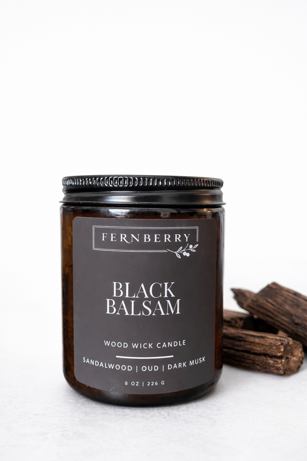 Black Balsam- 8oz Wood Wick Candle