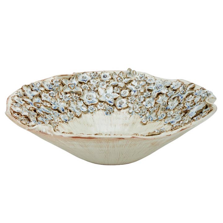 Coastal Barnacle Ceramic Bowl Cream Indigo