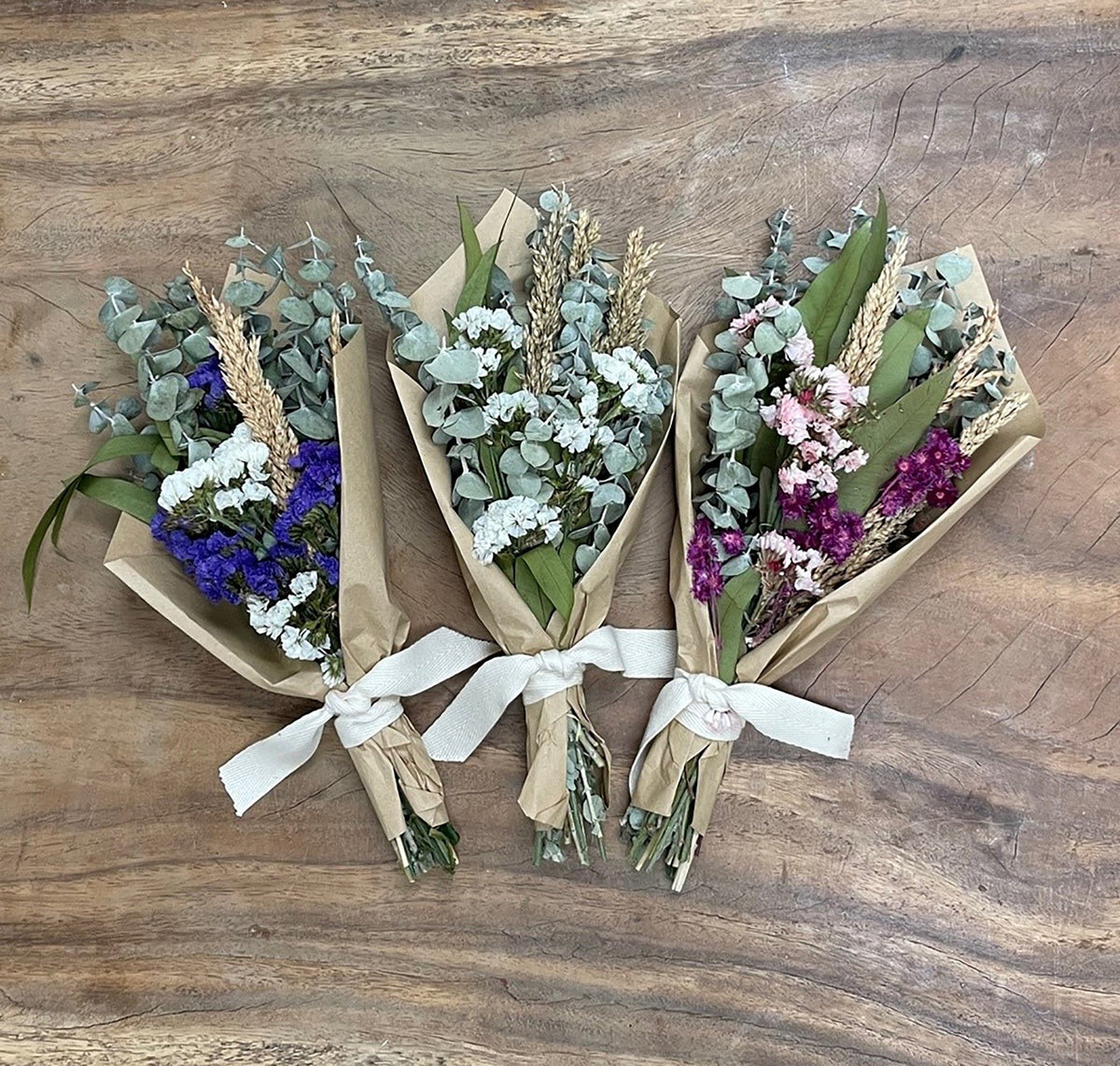 Petite Floral and Eucalyptus 12" Bouquet: White Floral