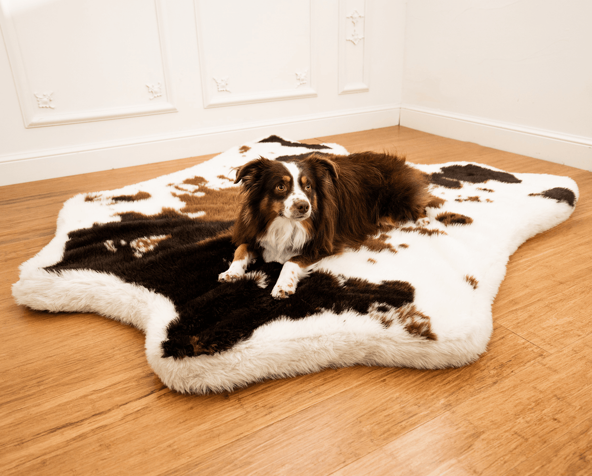PupRug® Animal Print Memory Foam Dog Bed - Brown Faux Cowhide