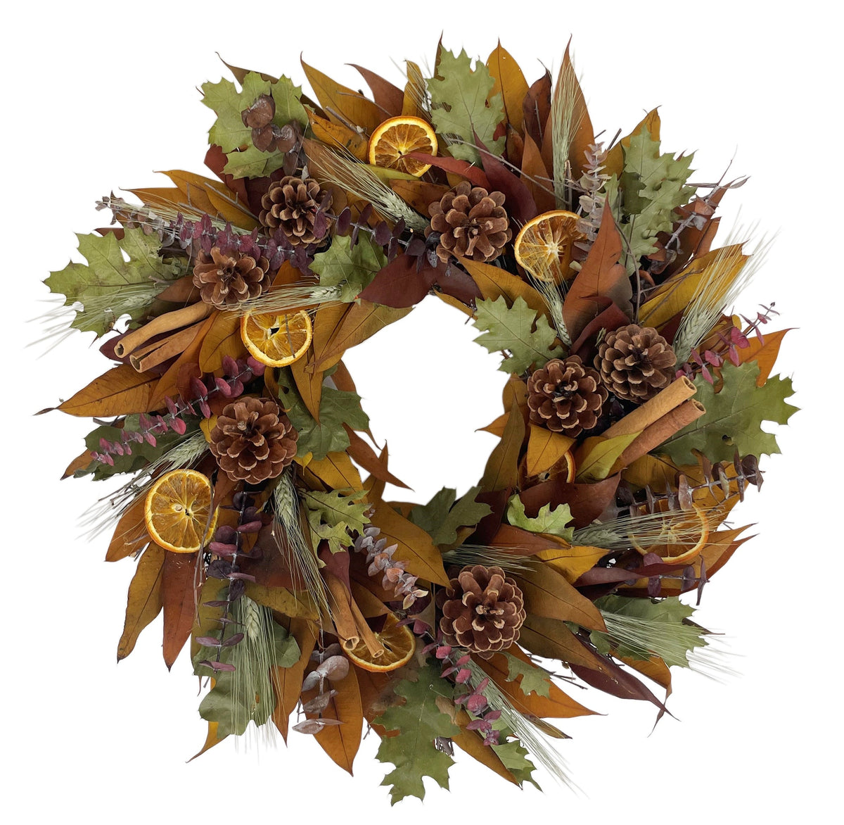 Pinecone Citrus Wheat Harvest Wreath