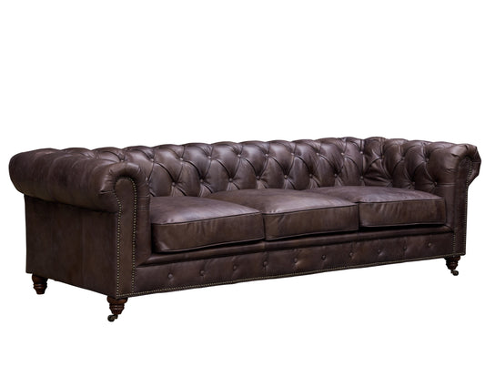 Canapé Chesterfield Century - cuir marron foncé