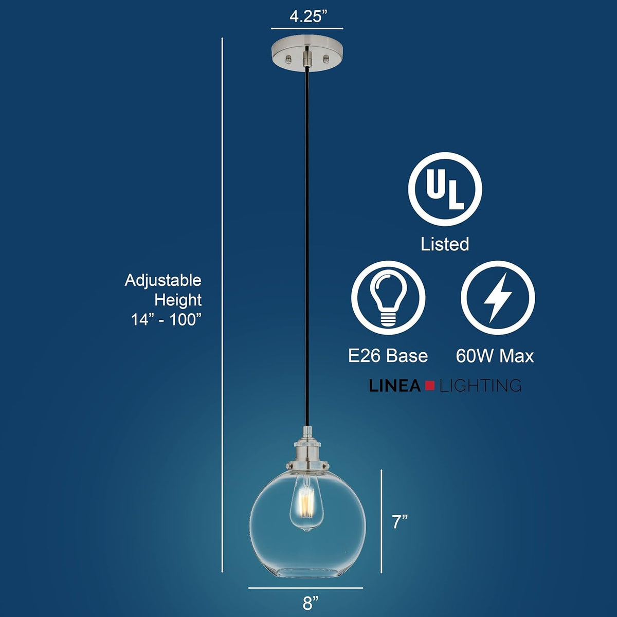 Large Globe Glass Pendant Light
