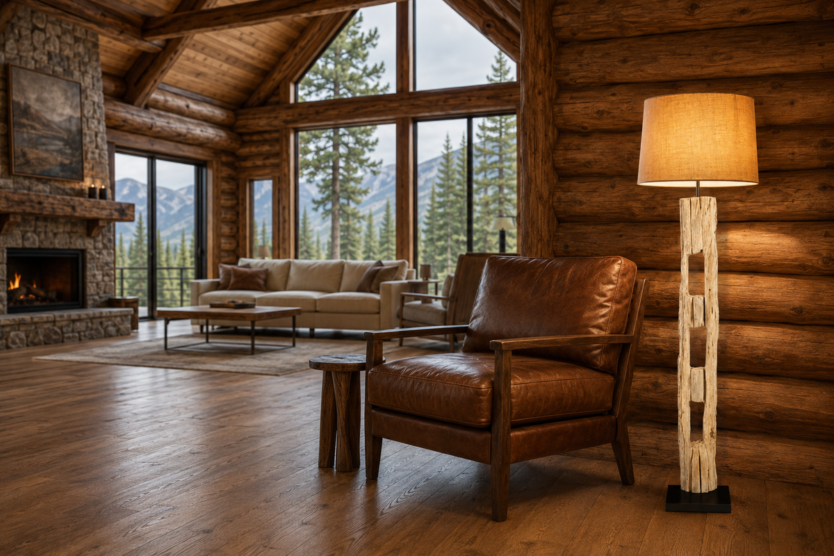 Winter Bleached Farm Post Floor Lamp