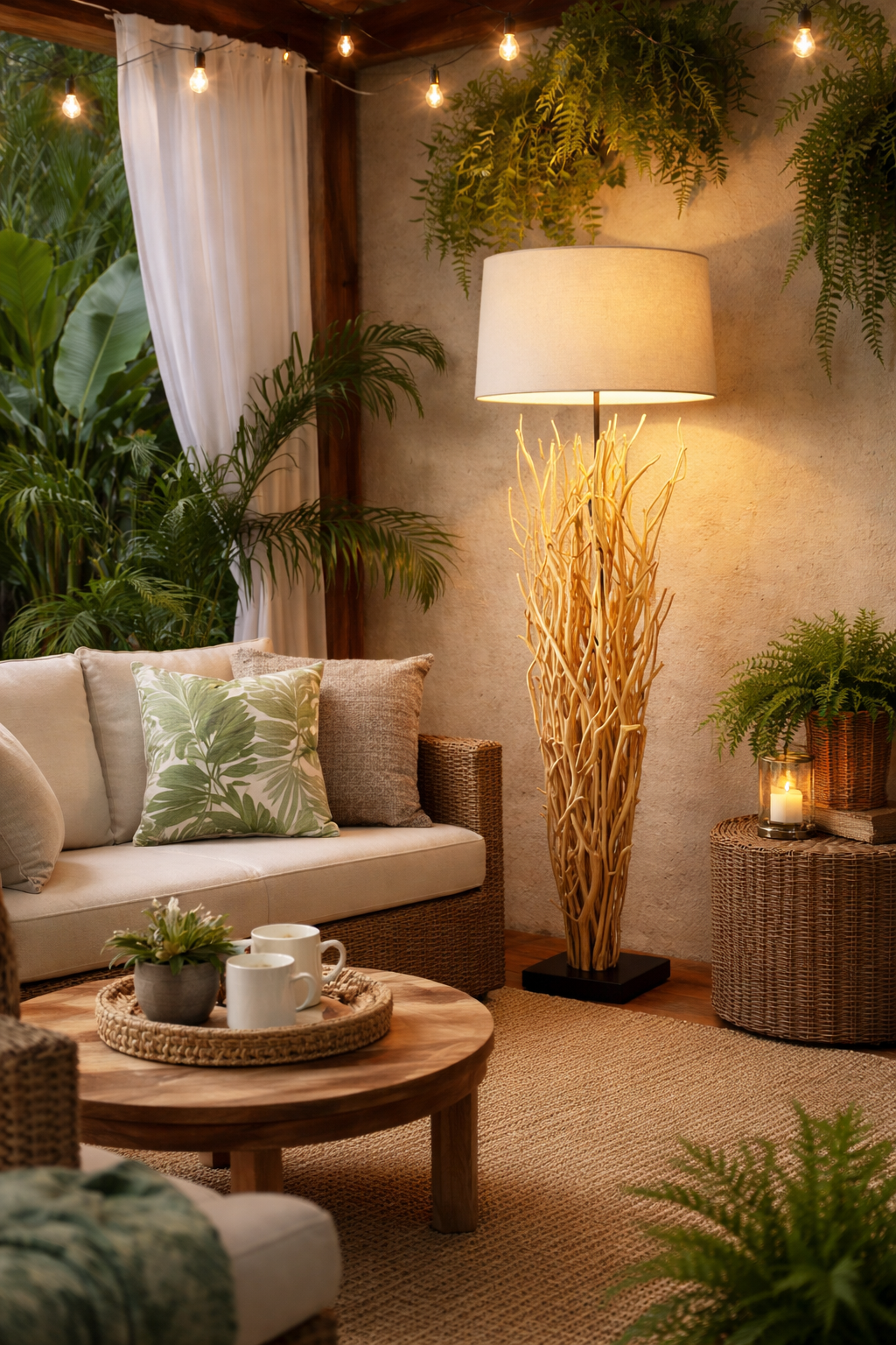 Natural Branch Floor Lamp 69" Tall