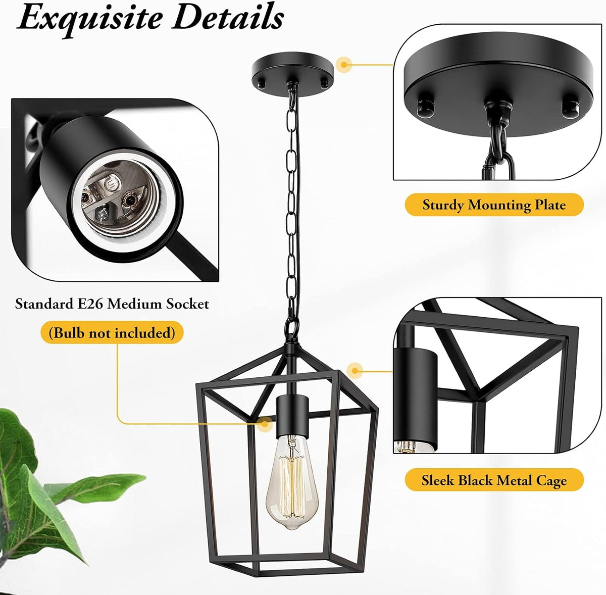 Farmhouse Black Lantern Pendant Light