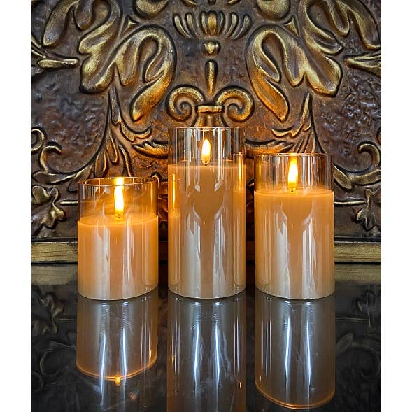 Radiance LED Poured Candles Champagne Classic Trio S/3 3 in