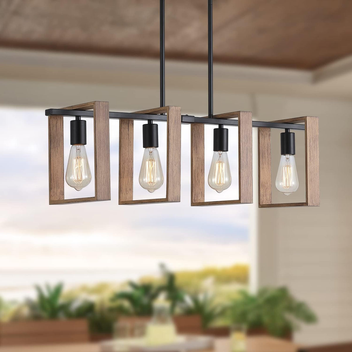 Farmhouse Linear Semi-Caged Chandelier