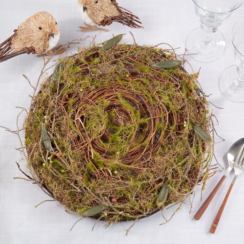 Handcrafted Twig & Moss Decorative Placemat 15" Round