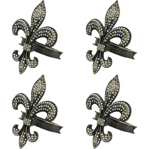 Bejeweled Fleur De Lis Metal Napkin Rings