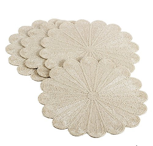Flower Design Handmade Beaded 15-inch Round Placemat