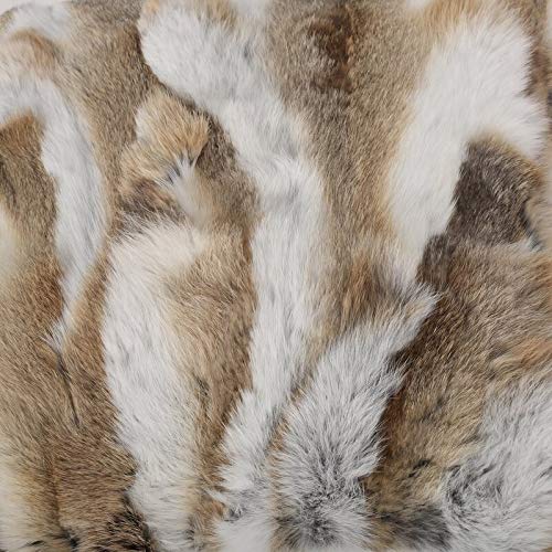 Fennco Styles Lucky Collection Rustic Handcrafted Ultra Soft Rabbit Fur 16 x 16 Inch Throw Pillow with Case & Insert – Grey Accent Pillow for Winter Season on Couch, Bedroom and Living Room Décor