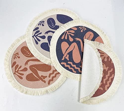 Art Design Abstract Print Fringe Cotton Placemats