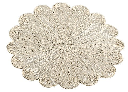 Flower Design Handmade Beaded 15-inch Round Placemat