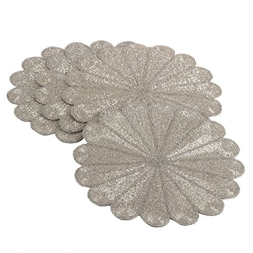 Flower Design Handmade Beaded 15-inch Round Placemat
